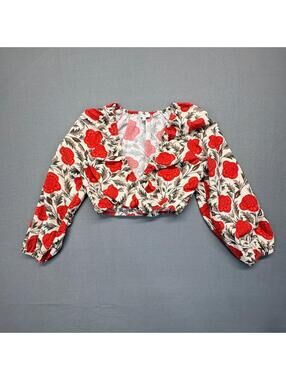 Rhode Floral Print Crop Top with Puff Sleeves Size XS